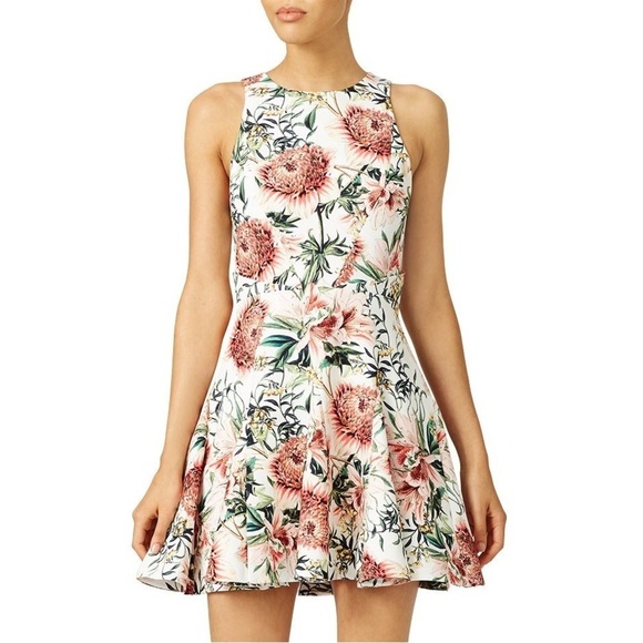 STYLESTALKER Orange Flora Floral Jacquard Sleeveless Fit Flare Dress EUC Size XS - Picture 1 of 12